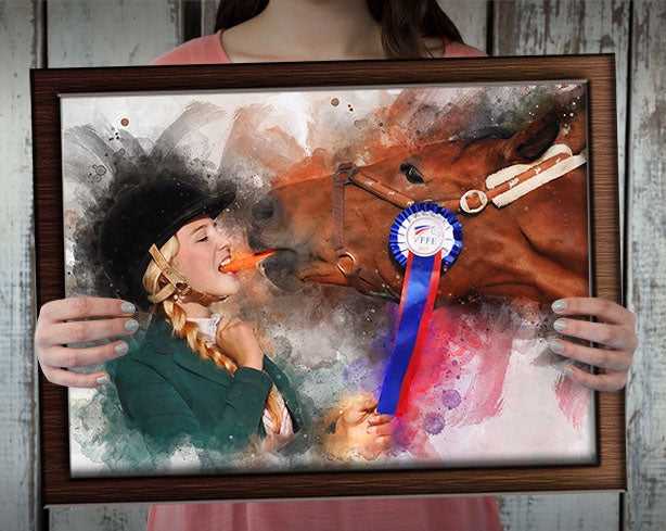 Custom Show Jumping Paintings | Custom Horse Jumping Paintings on Canvas | Your Horse Painted on Canvas | Horse Portrait from Photo - FromPicToArt