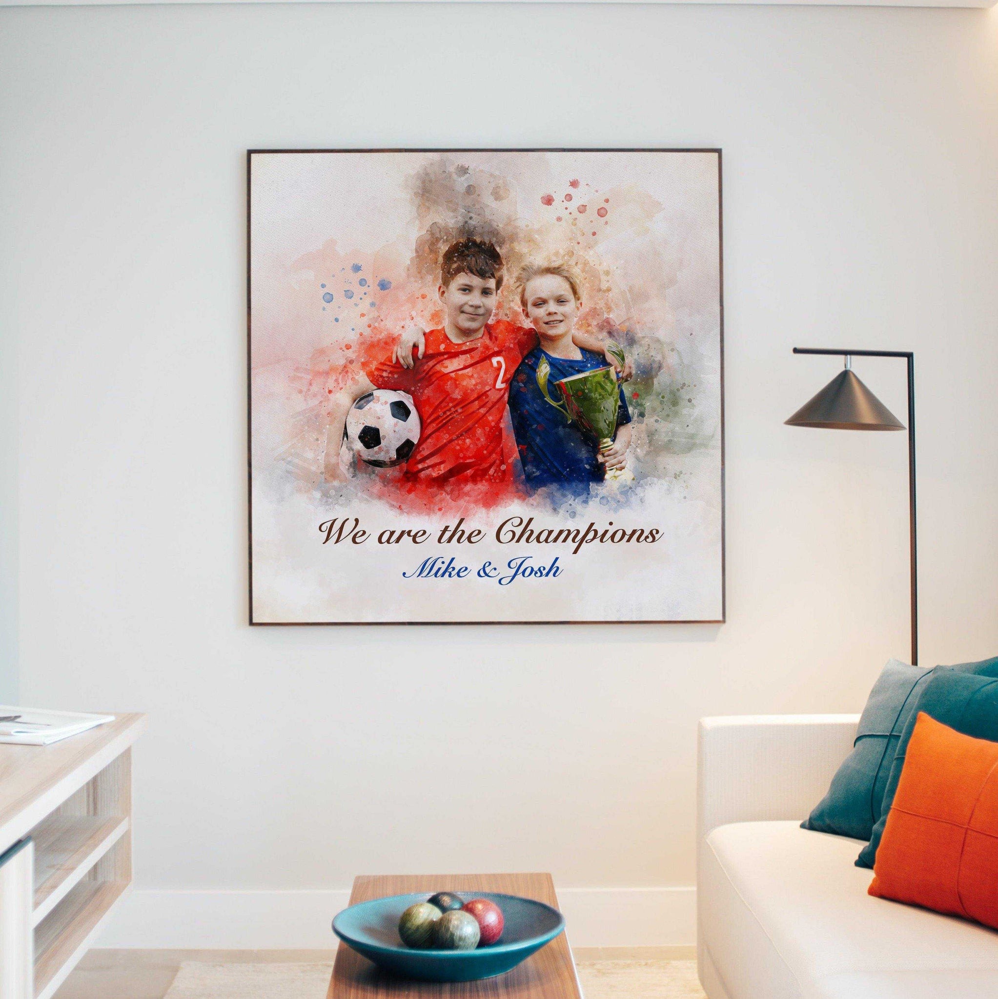 Custom Soccer Gifts, Painting from Photo, Gift for Soccer Fans, Personalized Soccer Player Gift - FromPicToArt
