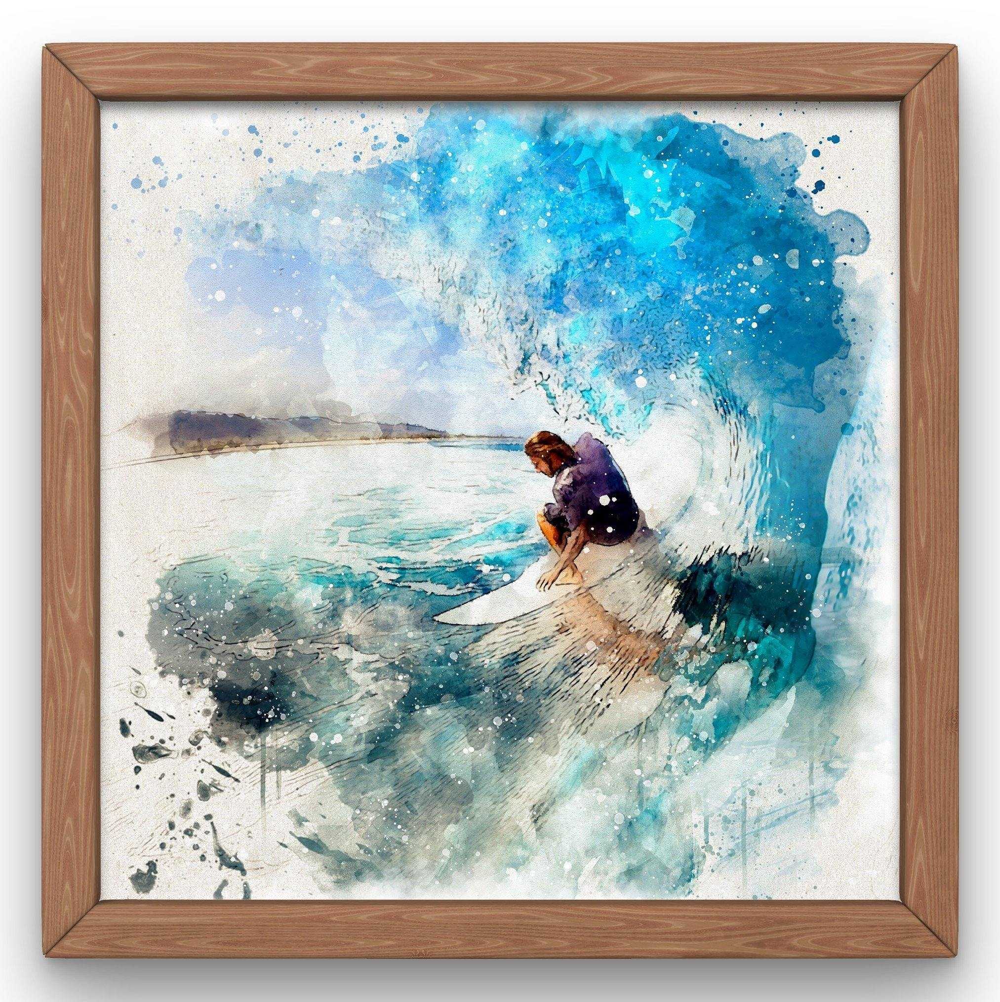 Custom Surfer Art, Custom Gift for Surfer, Surf Poster, Custom Surfer Painting, Personalized Surfer Portrait from Photo - FromPicToArt