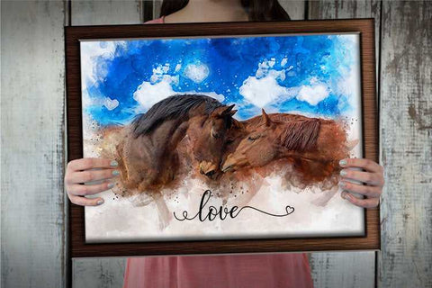 Custom Watercolor Horse Paintings | Custom Horse Paintings on Canvas | Your Horse Painted on Canvas - FromPicToArt
