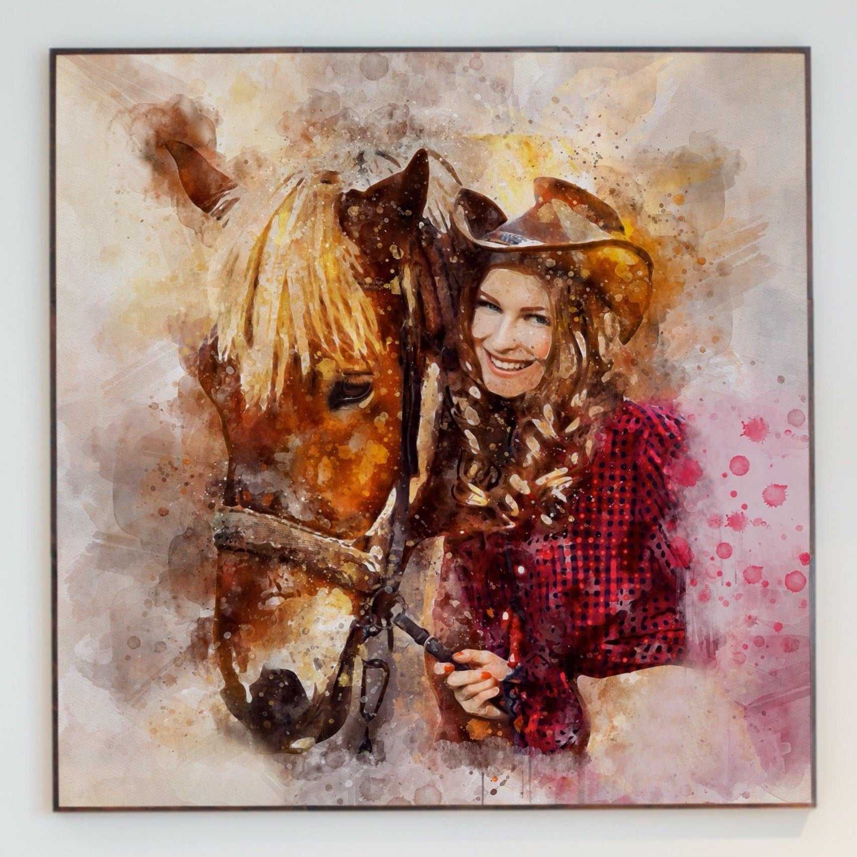 Custom Watercolor Horse Paintings | Custom Horse Paintings on Canvas | Your Horse Painted on Canvas - FromPicToArt