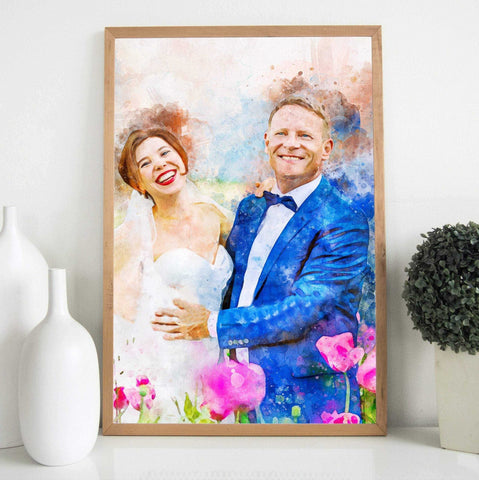 Custom Watercolor Painting, Personalized Watercolor Art, Personalized Watercolor Wedding Painting - FromPicToArt