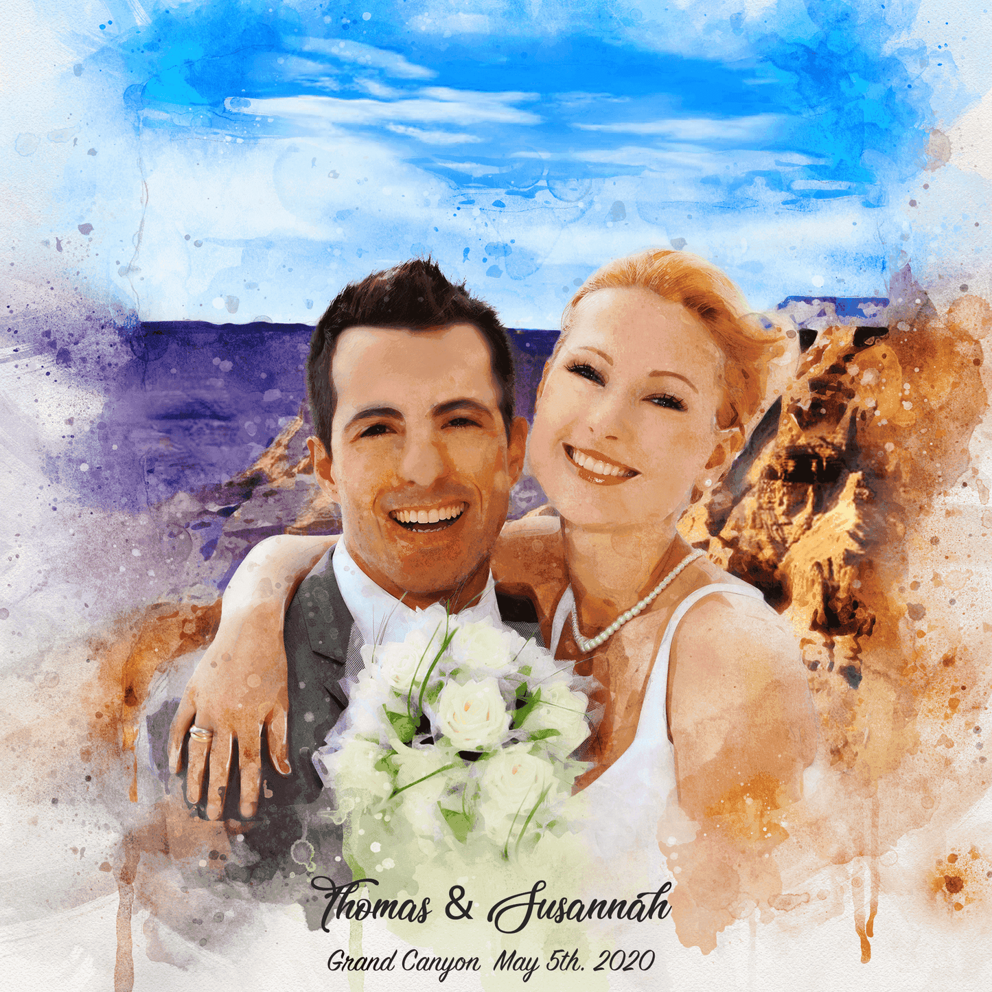 Custom Watercolor Painting, Personalized Watercolor Art, Personalized Watercolor Wedding Painting - FromPicToArt