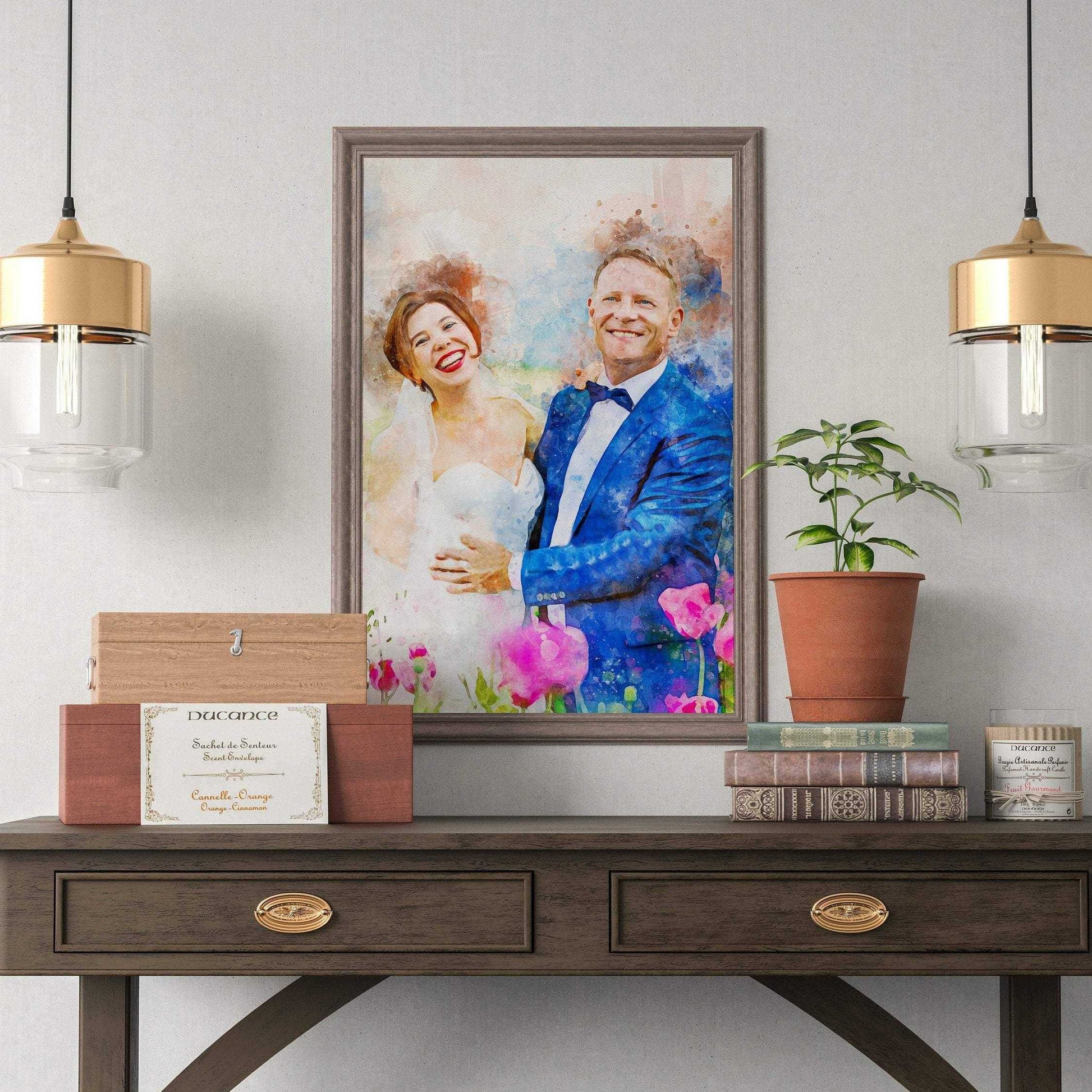 Custom Watercolor Painting, Personalized Watercolor Art, Personalized Watercolor Wedding Painting - FromPicToArt