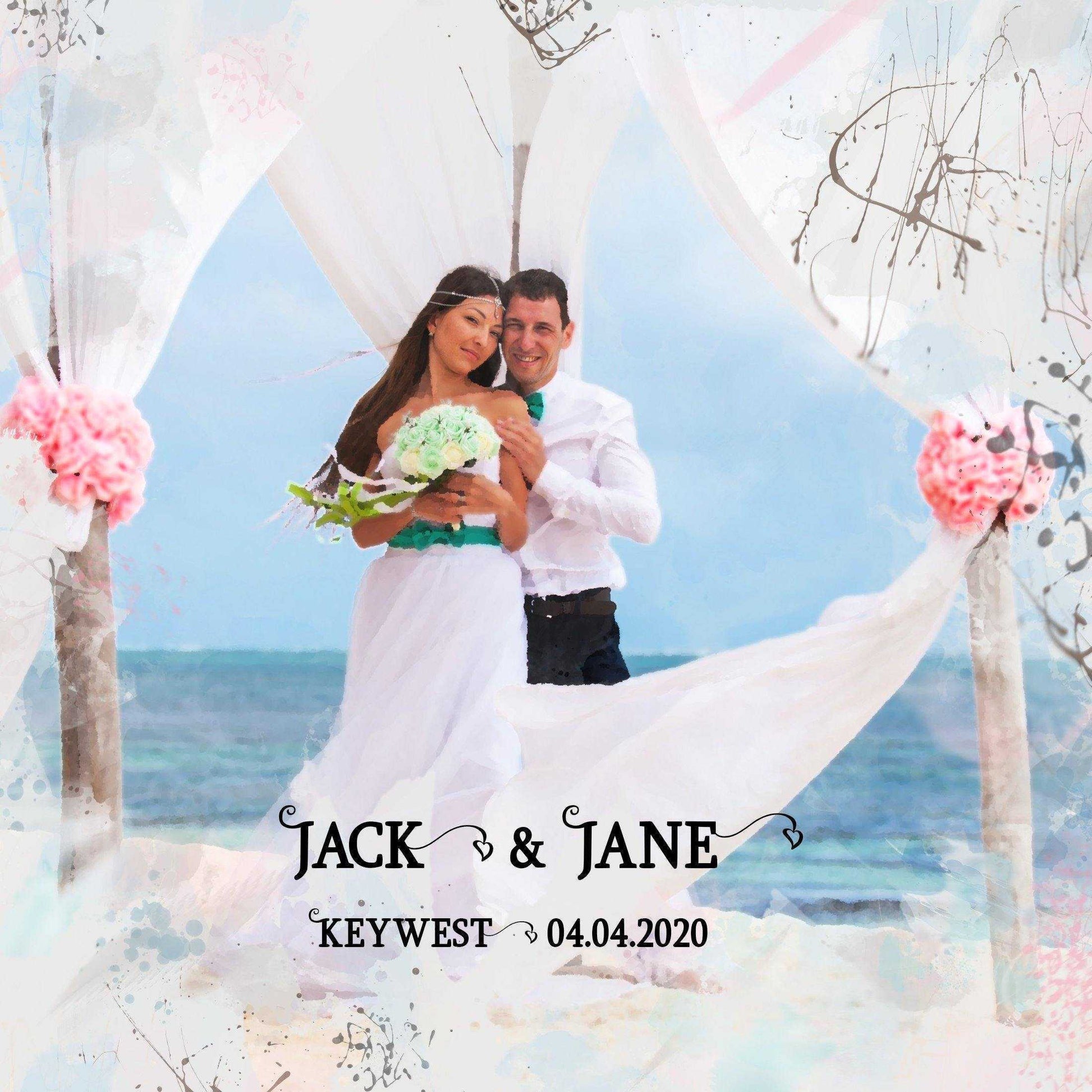 Custom Watercolor Painting, Personalized Watercolor Art, Personalized Watercolor Wedding Painting - FromPicToArt