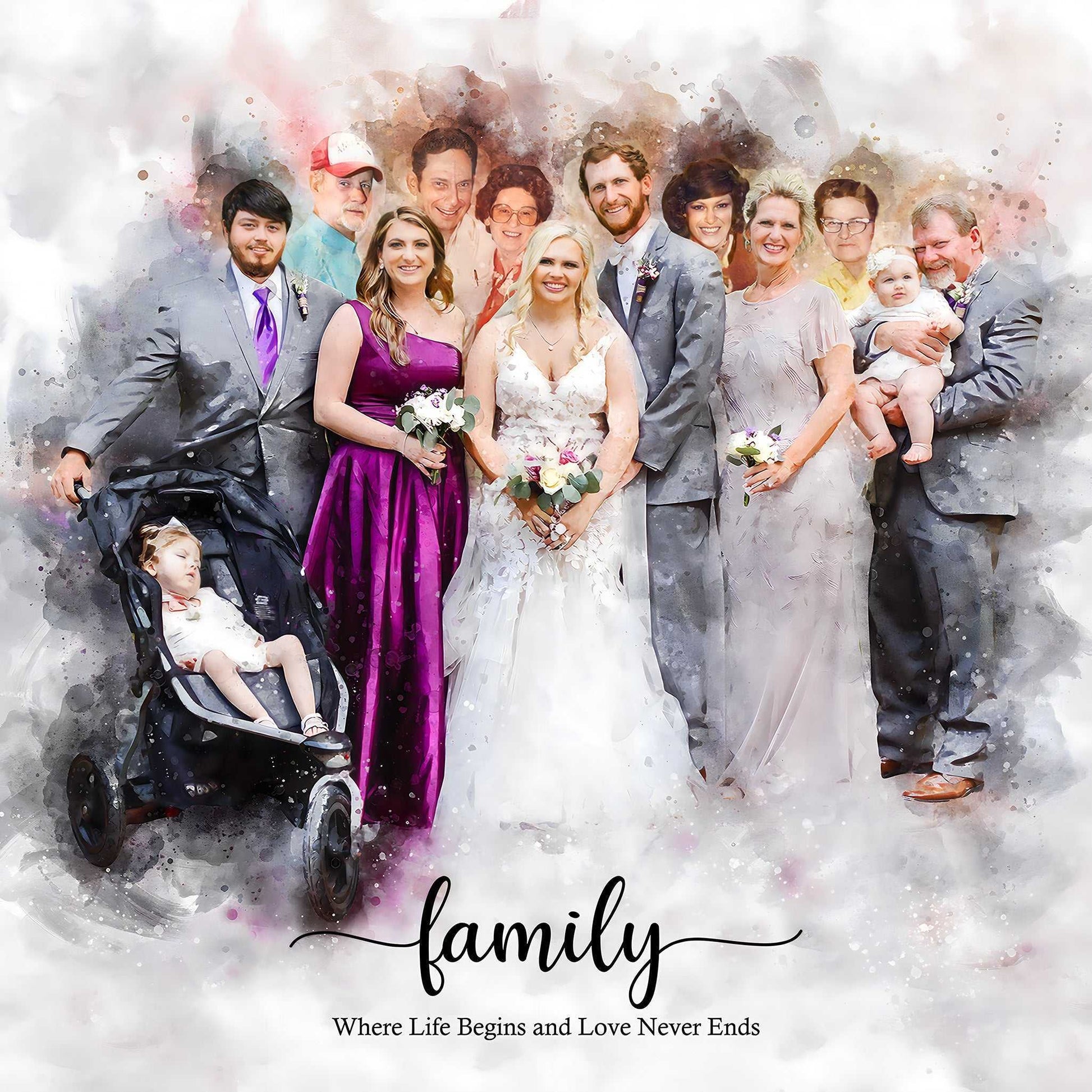 Custom Wedding Gift | Personalized Wedding Painting on Canvas | Custom Wedding Portrait From Photo - FromPicToArt
