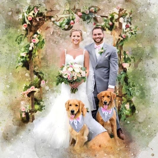 Custom Wedding Gift | Personalized Wedding Painting on Canvas | Custom Wedding Portrait From Photo - FromPicToArt