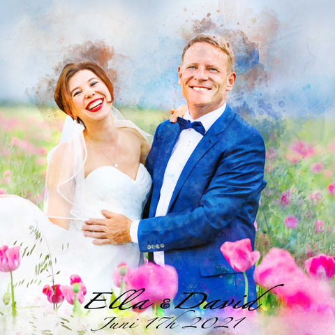 Custom Wedding Gift | Personalized Wedding Painting on Canvas | Custom Wedding Portrait From Photo - FromPicToArt