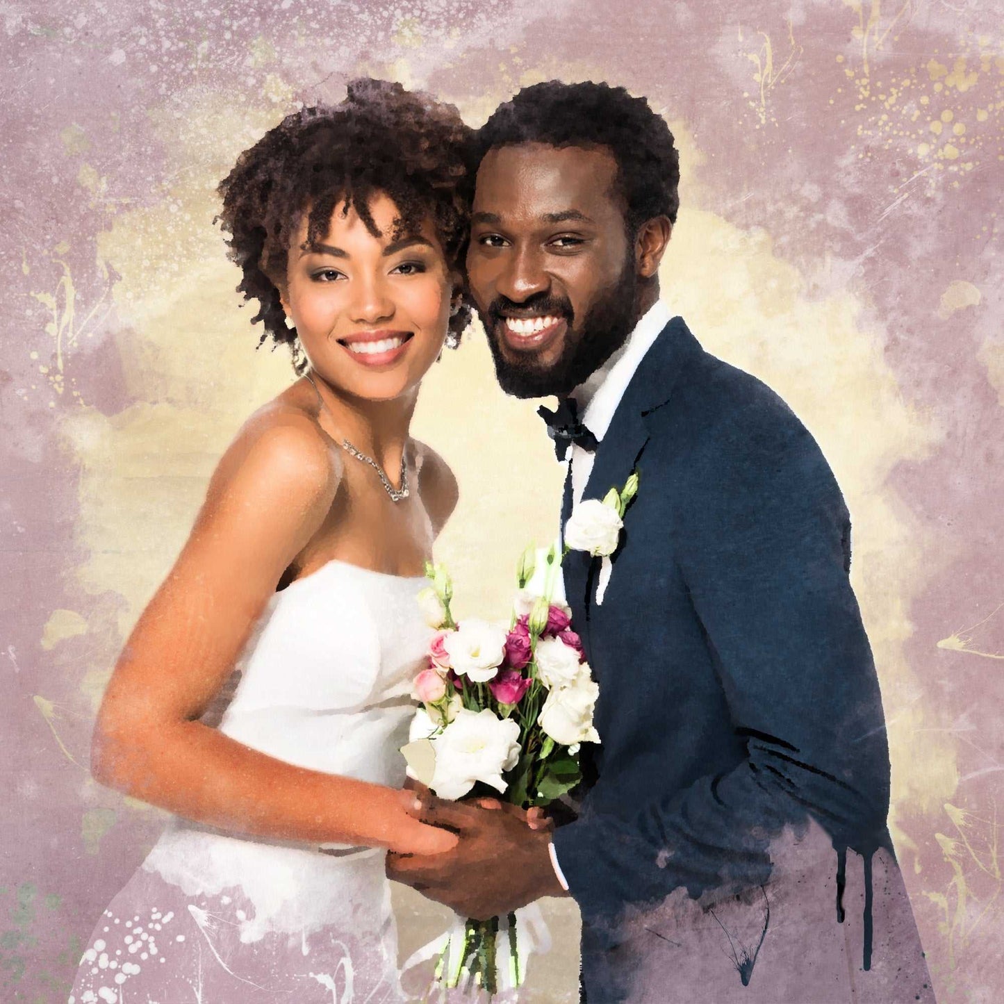 Custom Wedding Portrait | Personalized Couple Painting | Custom Portrait Painting - FromPicToArt