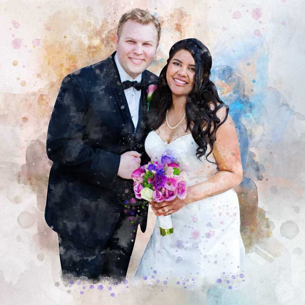 Custom Wedding Portrait | Personalized Couple Painting | Custom Portrait Painting - FromPicToArt