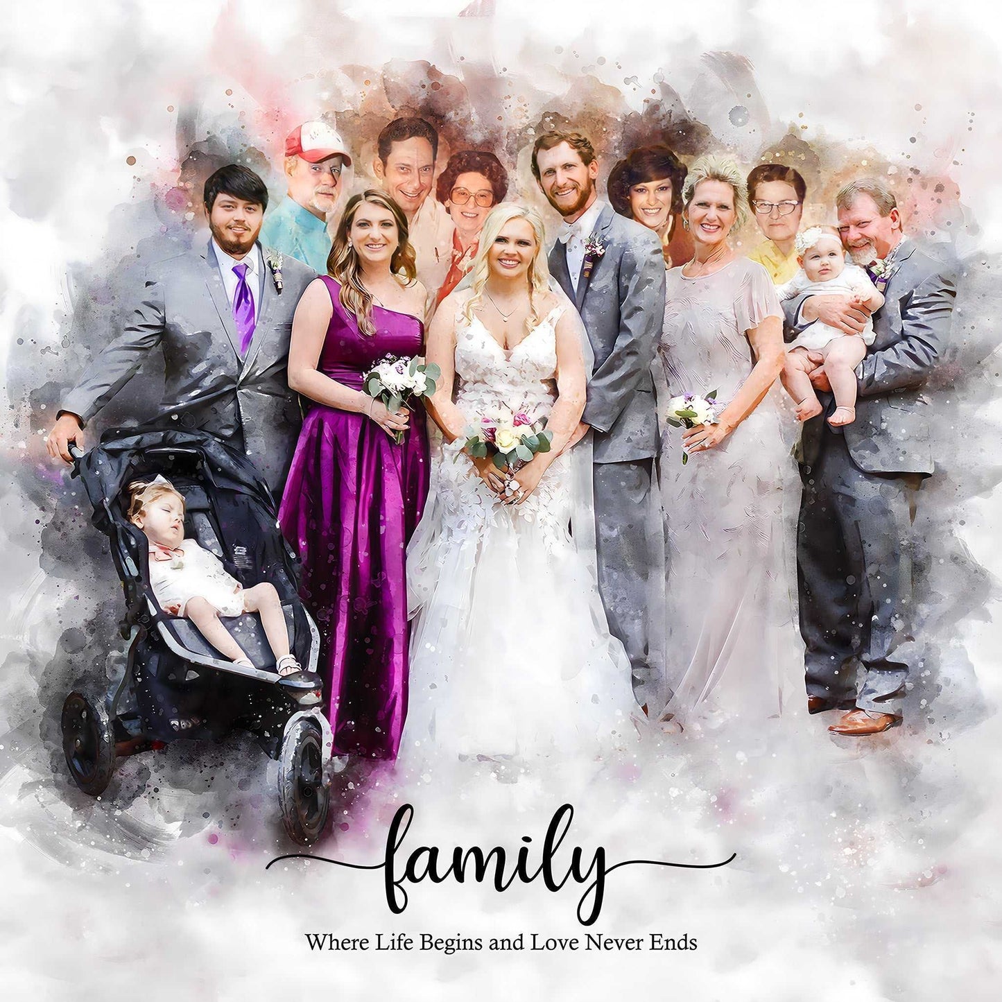 Custom Wedding Portrait | Personalized Couple Painting | Custom Portrait Painting - FromPicToArt