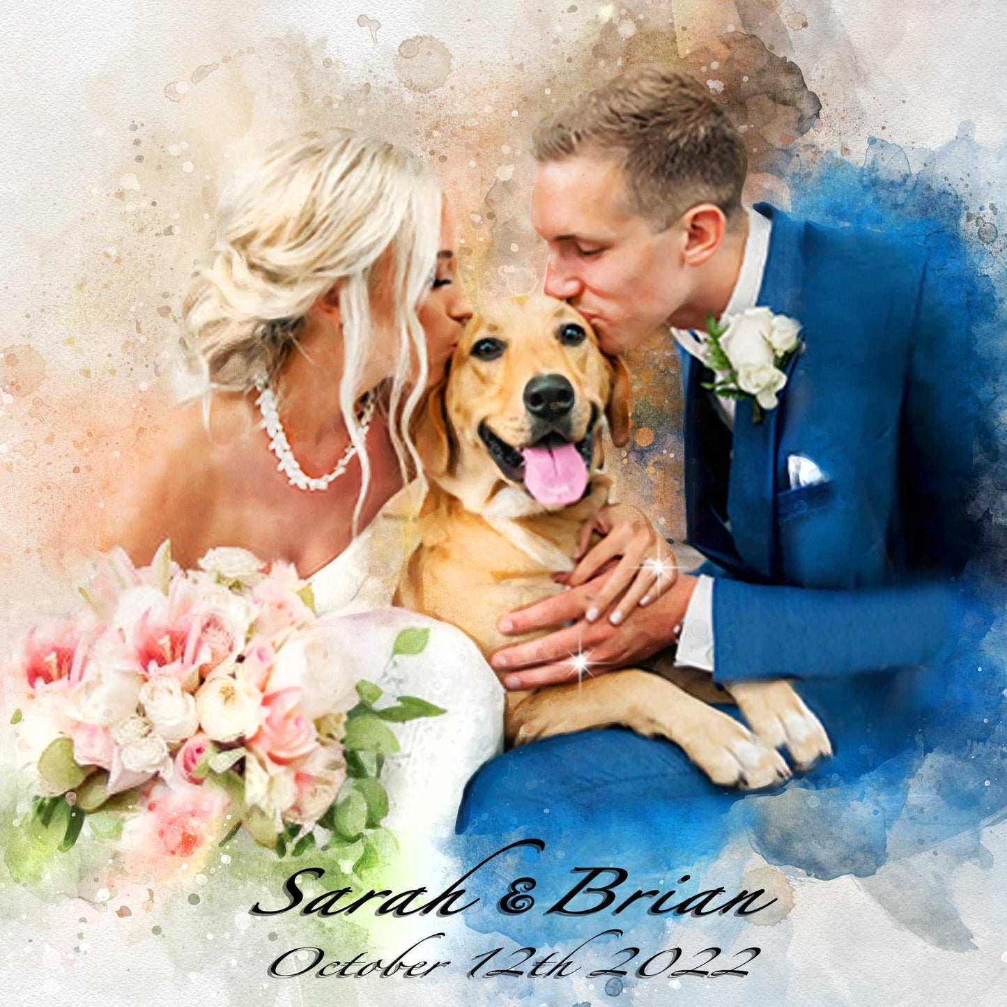 Custom Wedding Portrait | Personalized Couple Painting | Custom Portrait Painting - FromPicToArt