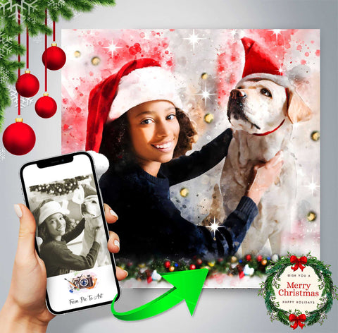 Dog Gifts for Dog Lovers | Dog Portrait | Santa Dogs | Christmas Dog | Presents for Dog Lovers - FromPicToArt