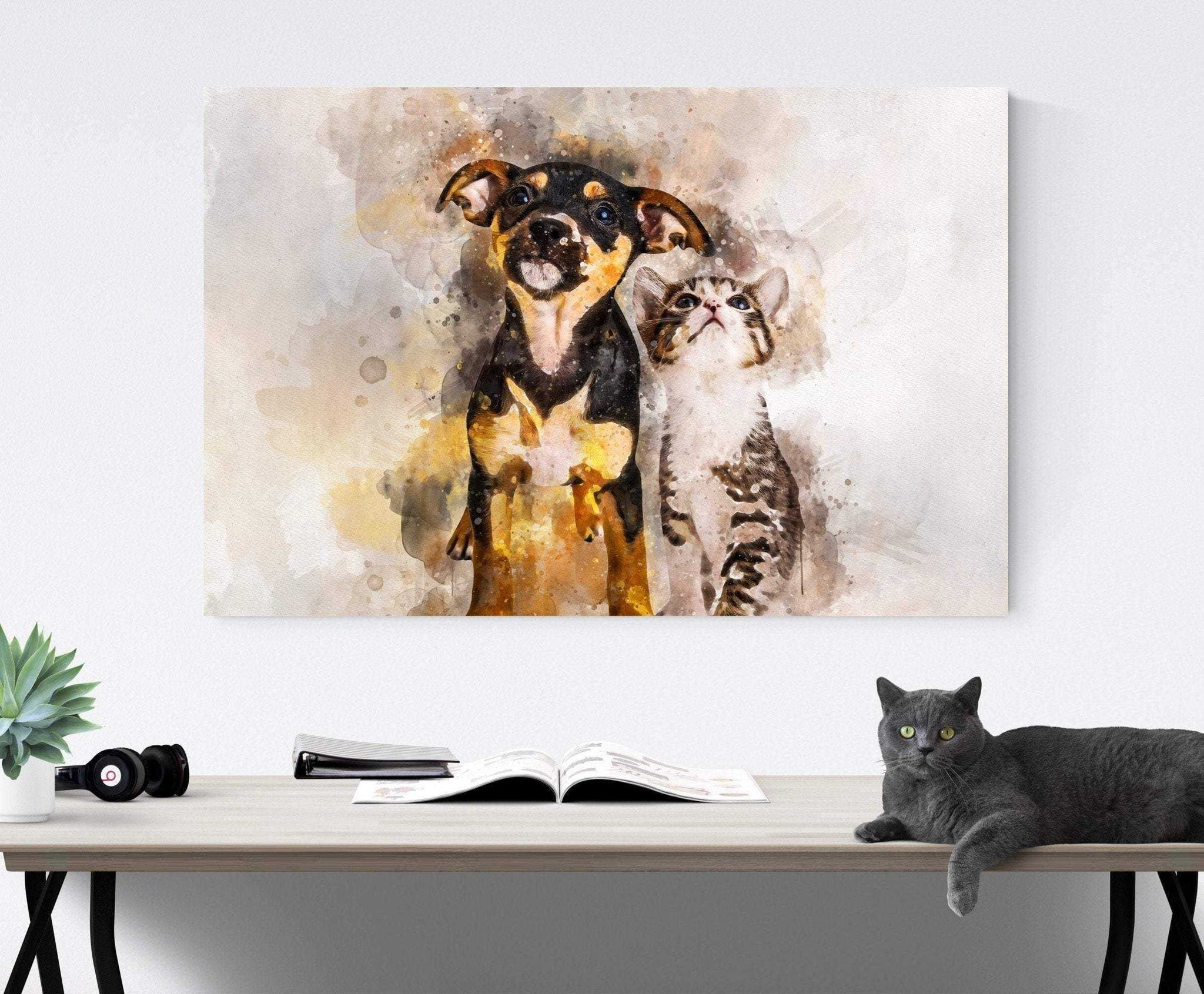 Dog Portrait Painting, Personalized Dog Painting, Custom Dog Portrait on Canvas - FromPicToArt