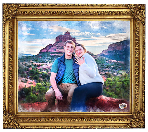 Custom Painting from Photo, Personalized Wedding Painting, Family Portrait Painting, Painted Couple Portrait on Canvas, Wedding in Sedona Portrait- FrompictoArt