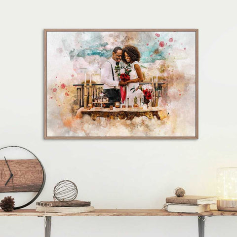 Garden Romantic Gift For Him or Her Personalized Couple Print - Red Heart  Print