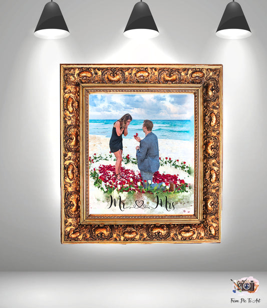  Turn Your Engagement Photo into a Romantic Wedding Gift Idea  | Custom Wedding Gift from your Engagement Picture  11 - FromPicToArt