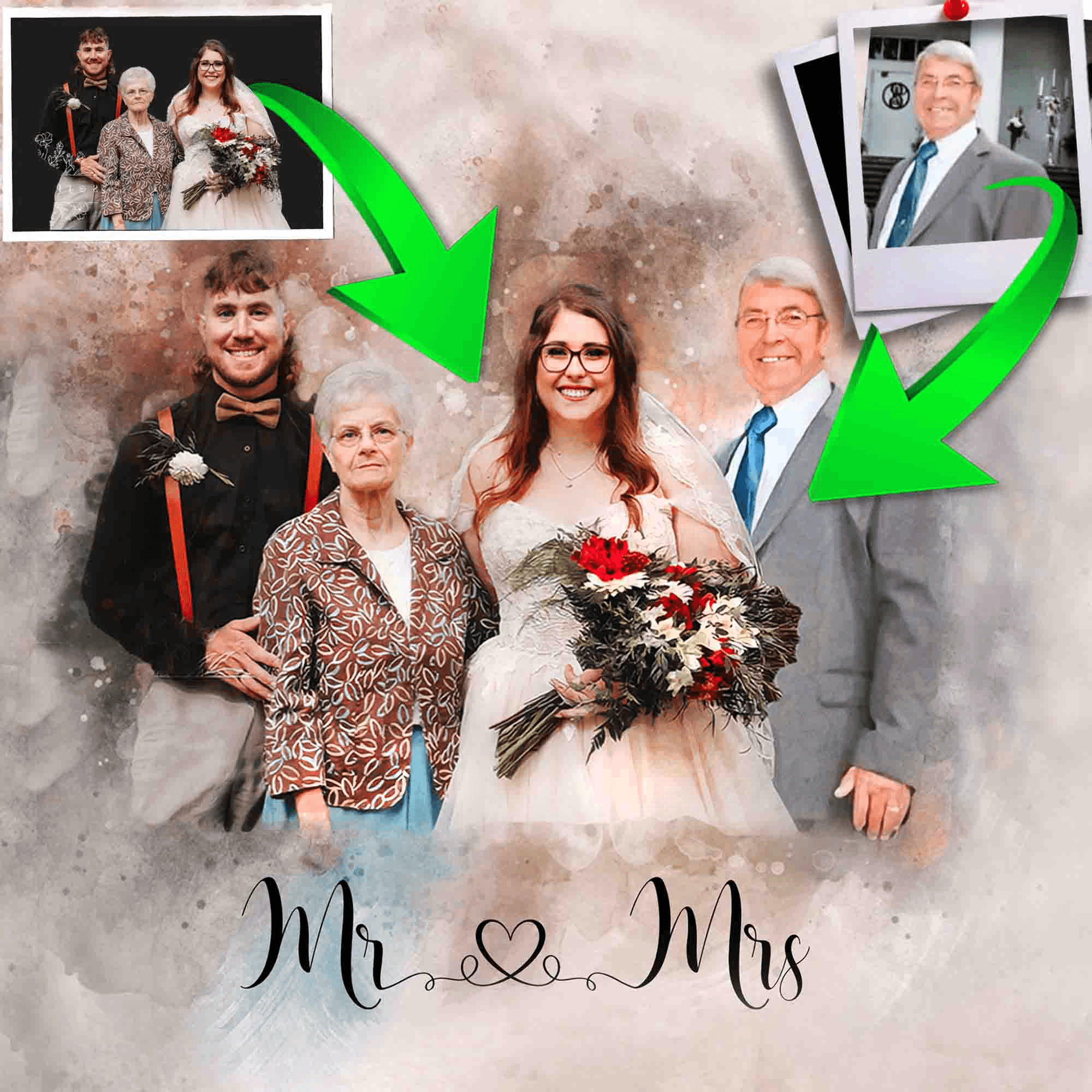 🌈 Family Photo with Deceased | Add People to Photo | Add Loved one in a Picture |Custom Family Portrait💙 - FromPicToArt