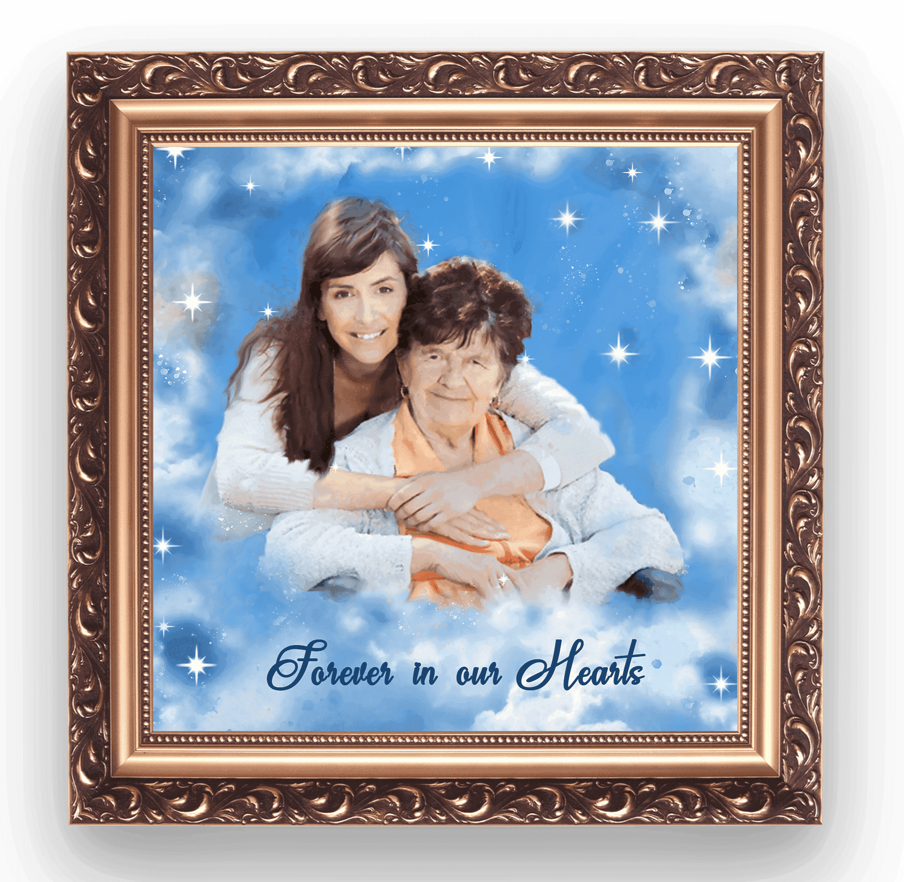 Family Portrait Painting, Personalized Family Painting on Framed Canvas - FromPicToArt