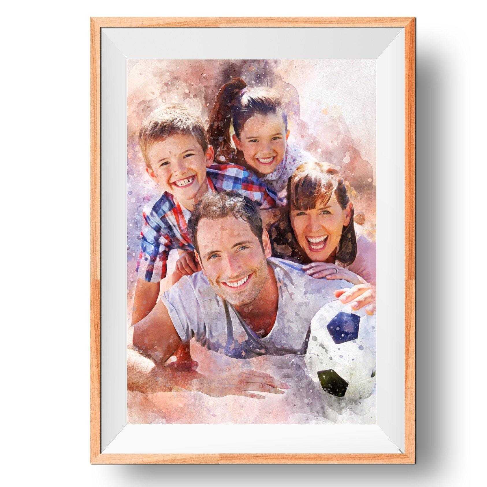 Family Portrait Painting, Personalized Family Painting on Framed Canvas - FromPicToArt