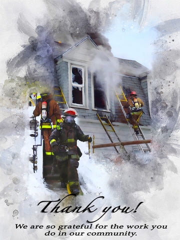 Firefighter Appreciation Day Gift Idea, Firefighter  Custom Portrait , Fireman Gift Painting in Action, Thank you gift for Firefighter -FromPicToArt