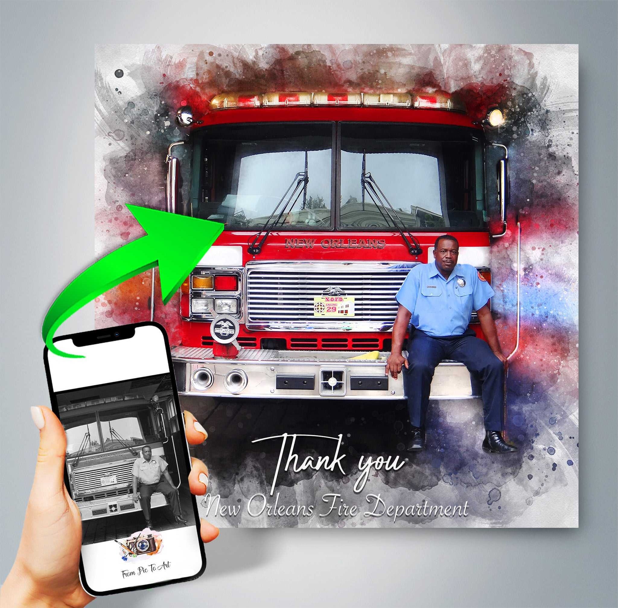 Firefighter Gift | Fireman Gifts | Fire Department Gifts | Firefighter Retirement Gifts | Firefighter Presents Ideas - FromPicToArt