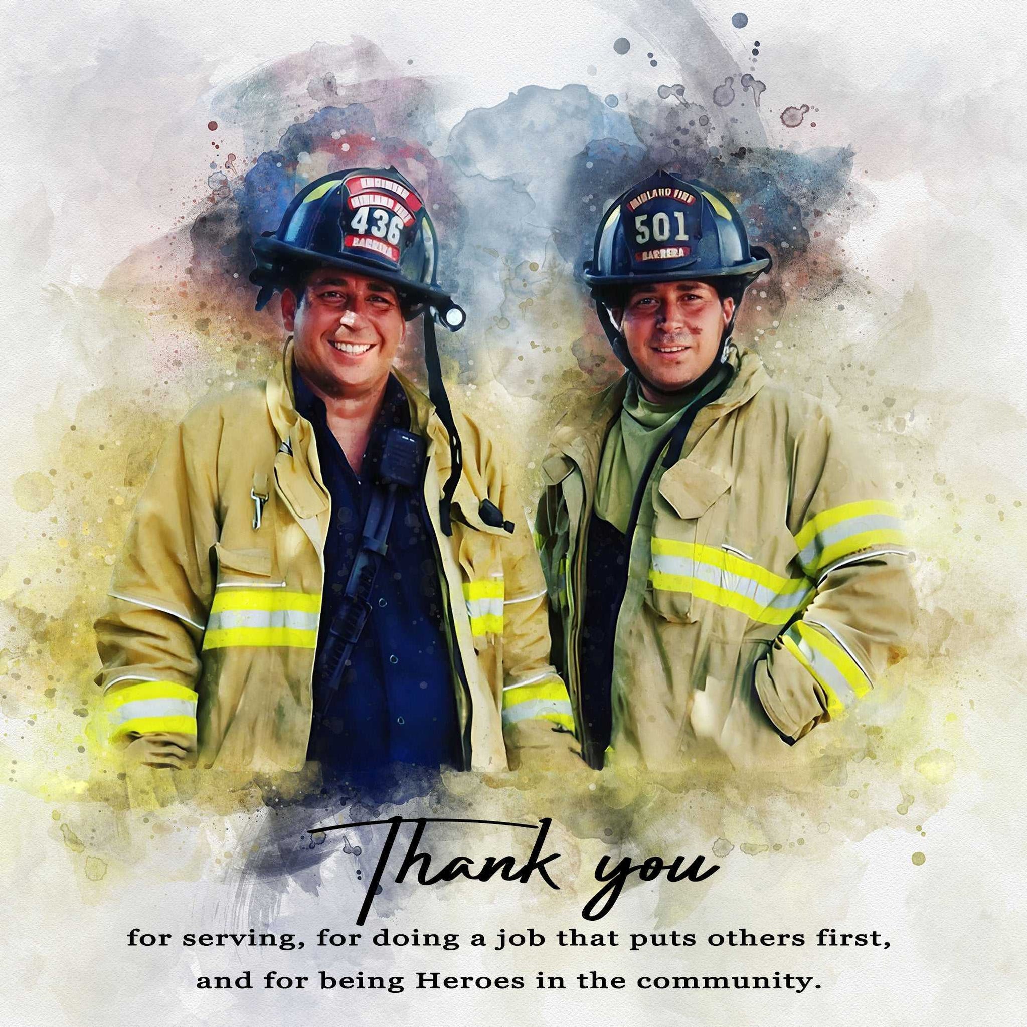 Celebrate Firefighter Day π₯ Fireman Gift, Custom Firefighter Portrait