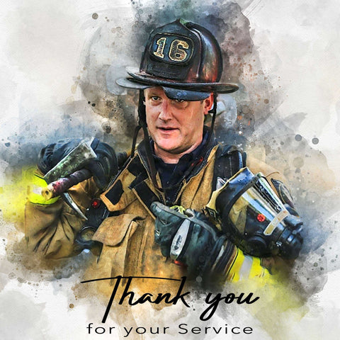 Firefighter Artwork 🚒 Fireman Gifts | Fire Department Gifts | Firefighter Retirement Gifts | Firefighter Presents Ideas - FromPicToArt