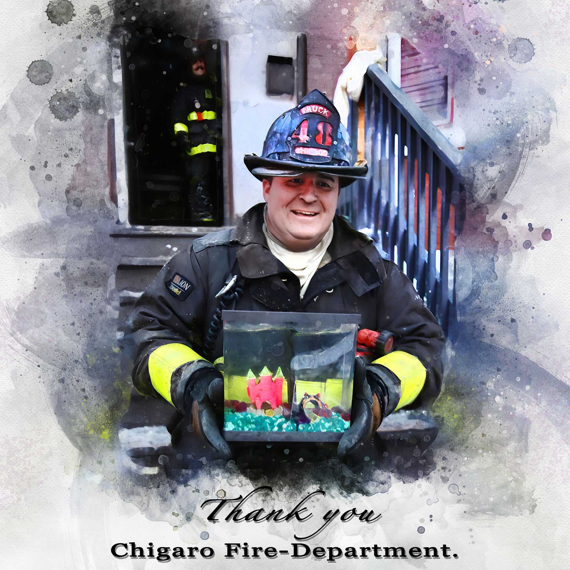 Firefighter Artwork 🚒 Fireman Gifts | Fire Department Gifts | Firefighter Retirement Gifts | Firefighter Presents Ideas - FromPicToArt