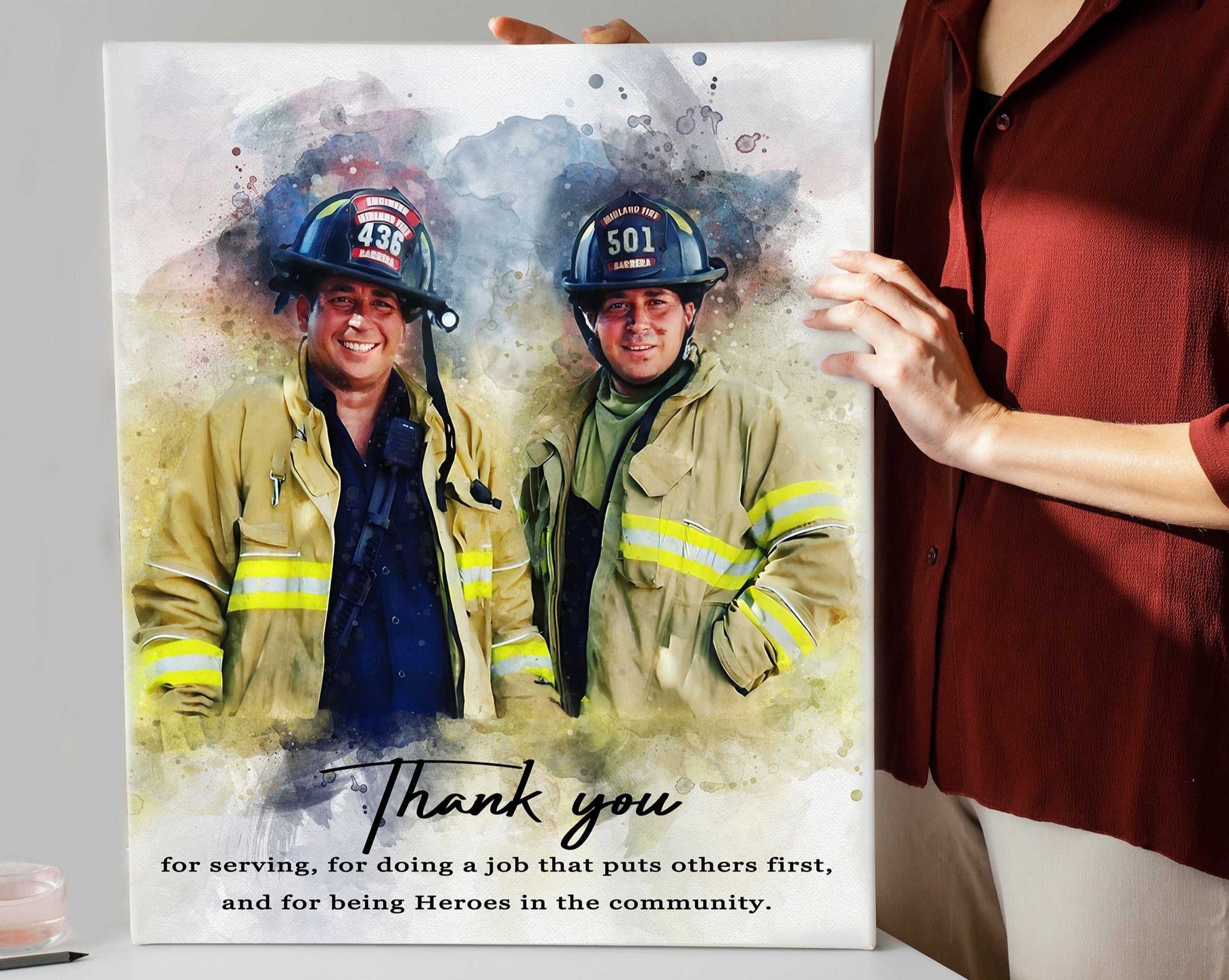 Firefighter Artwork 🚒 Fireman Gifts | Fire Department Gifts | Firefighter Retirement Gifts | Firefighter Presents Ideas - FromPicToArt