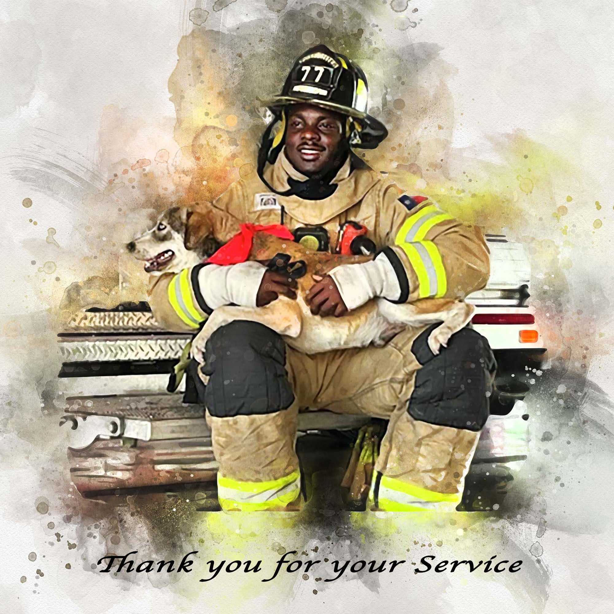 Firefighter Artwork 🚒 Fireman Gifts | Fire Department Gifts | Firefighter Retirement Gifts | Firefighter Presents Ideas - FromPicToArt