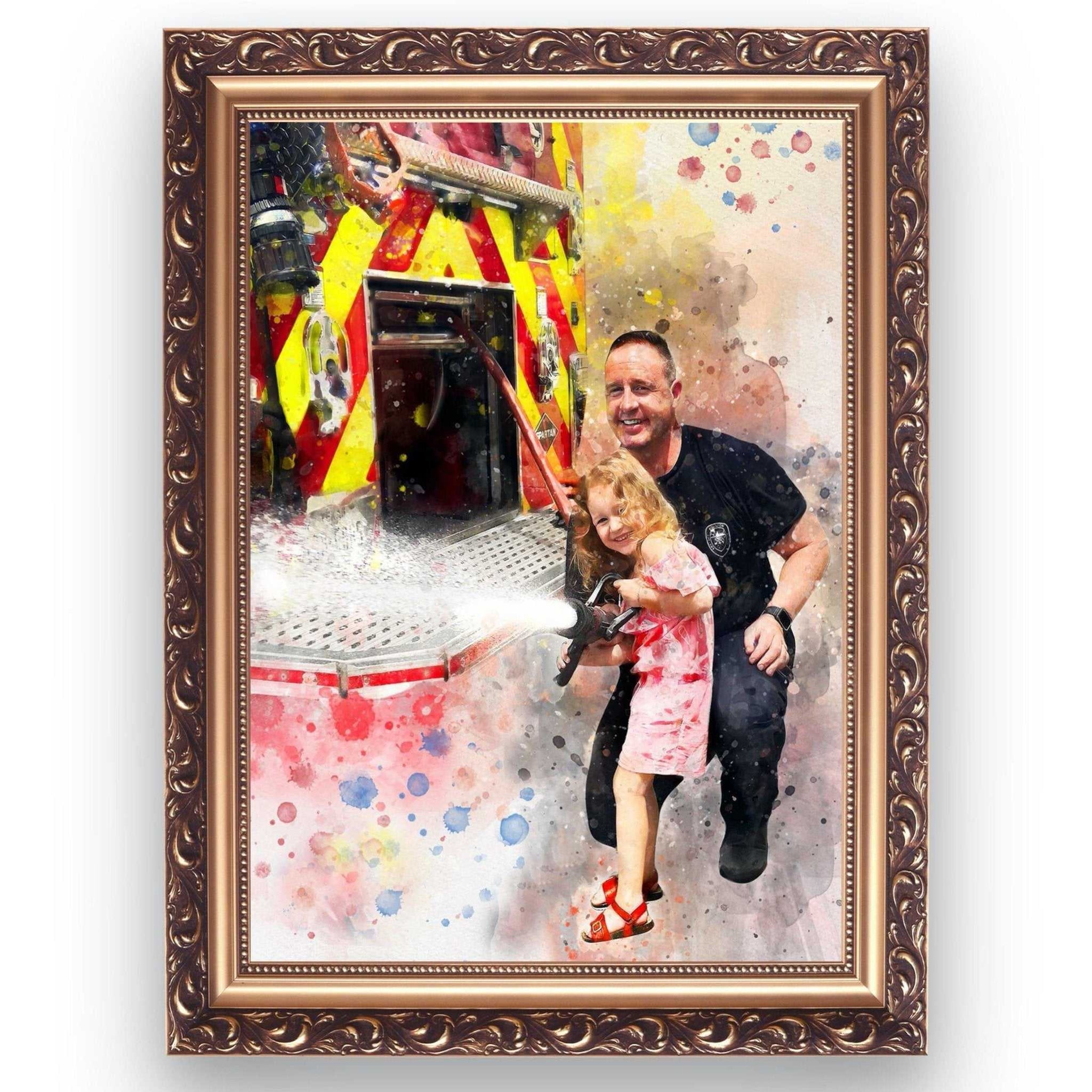 Firefighter Artwork 🚒 Fireman Gifts | Fire Department Gifts | Firefighter Retirement Gifts | Firefighter Presents Ideas - FromPicToArt