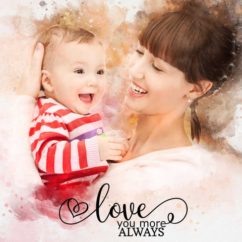First Mothers Day Gift | Custom Portrait Painting from Photo | Gift for Mother's Day - FromPicToArt