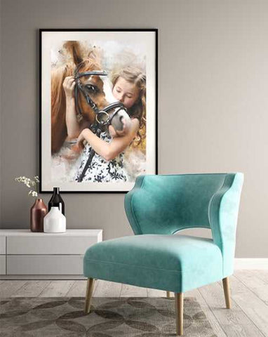 Framed Horse Art | Custom Horse Paintings on Canvas | Personalized Horse Portraits - FromPicToArt