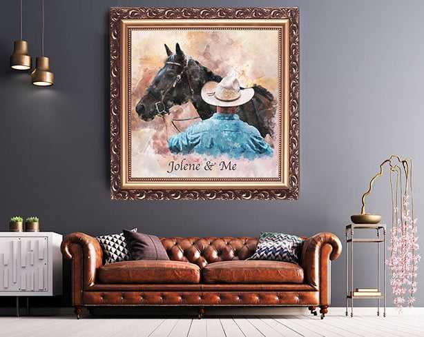 Framed Horse Art | Custom Horse Paintings on Canvas | Personalized Horse Portraits - FromPicToArt