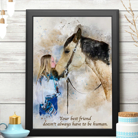 Framed Horse Art | Custom Horse Paintings on Canvas | Personalized Horse Portraits - FromPicToArt