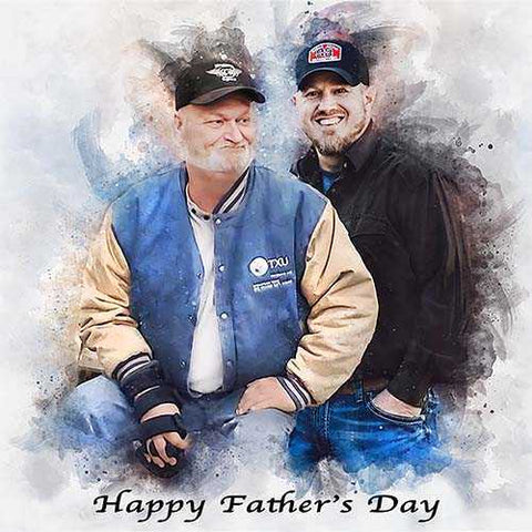 Gifts for Dad from Daughter, Custom Painted Portraits on Canvas - FromPicToArt