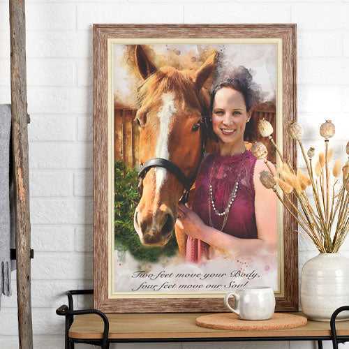 Girl with Horse Painting | Personalized Horse Paintings | Custom Horse Paintings on Canvas - FromPicToArt
