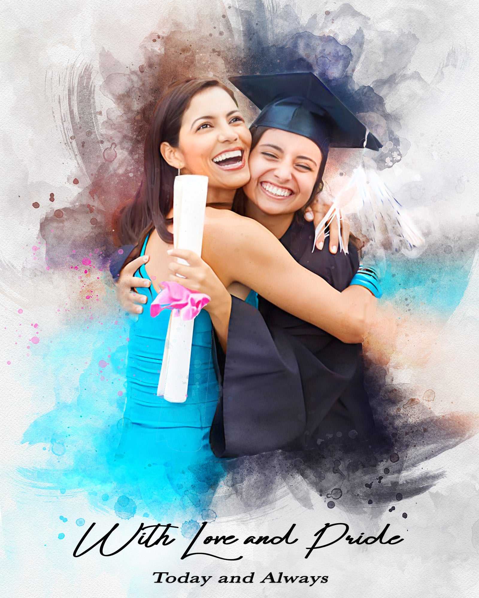 Graduation Gifts for best Friends 🎓 Custom Portrait from Photo | Friend Graduation Gift - FromPicToArt