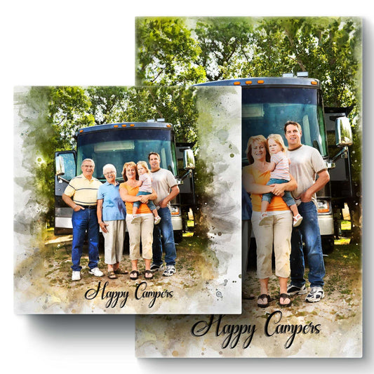 Happy Camper Gift| Painting from your Photo - FromPicToArt