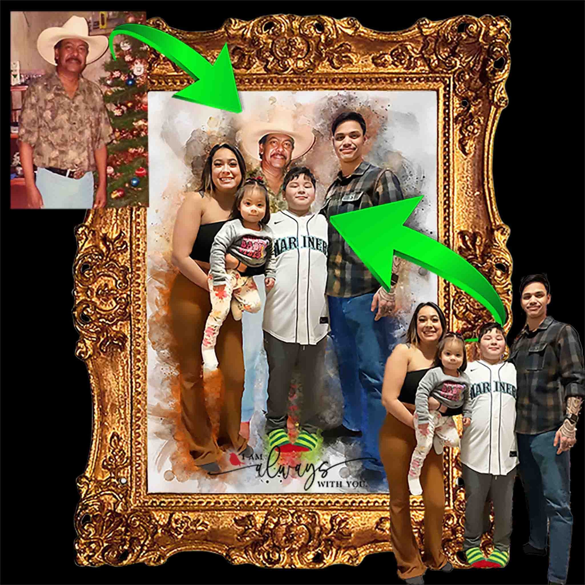 🌈 Incorporating a Lost Loved One in Family Pictures | Custom Painting From Photo | Add People to Photo | Add Someone into a Picture | Add Deceased Loved One | Custom Family Portrait | Merge Photos Into Painting | Combine Photos | Personalized Gifts - FromPicToArt
