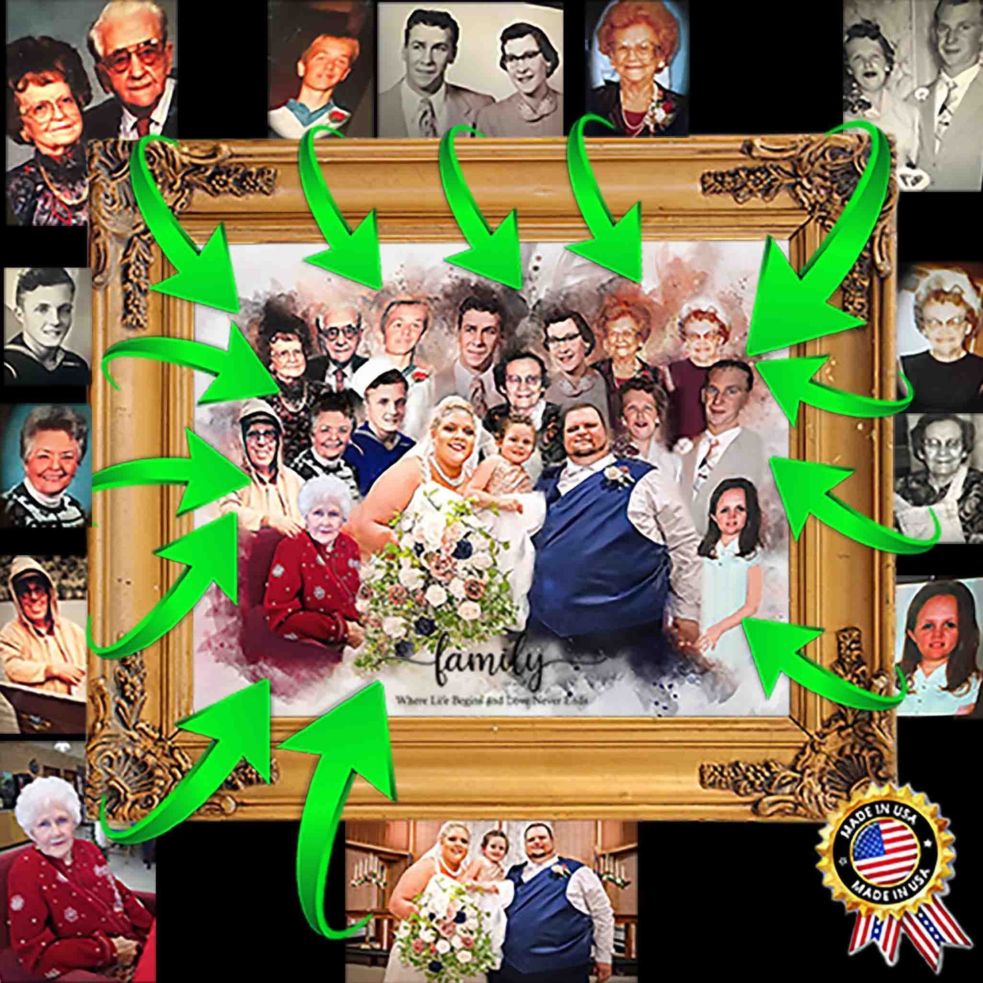 🌈 Incorporating a Lost Loved One in Family Pictures | Custom Painting From Photo | Add People to Photo | Add Someone into a Picture | Add Deceased Loved One | Custom Family Portrait | Merge Photos Into Painting | Combine Photos | Personalized Gifts - FromPicToArt