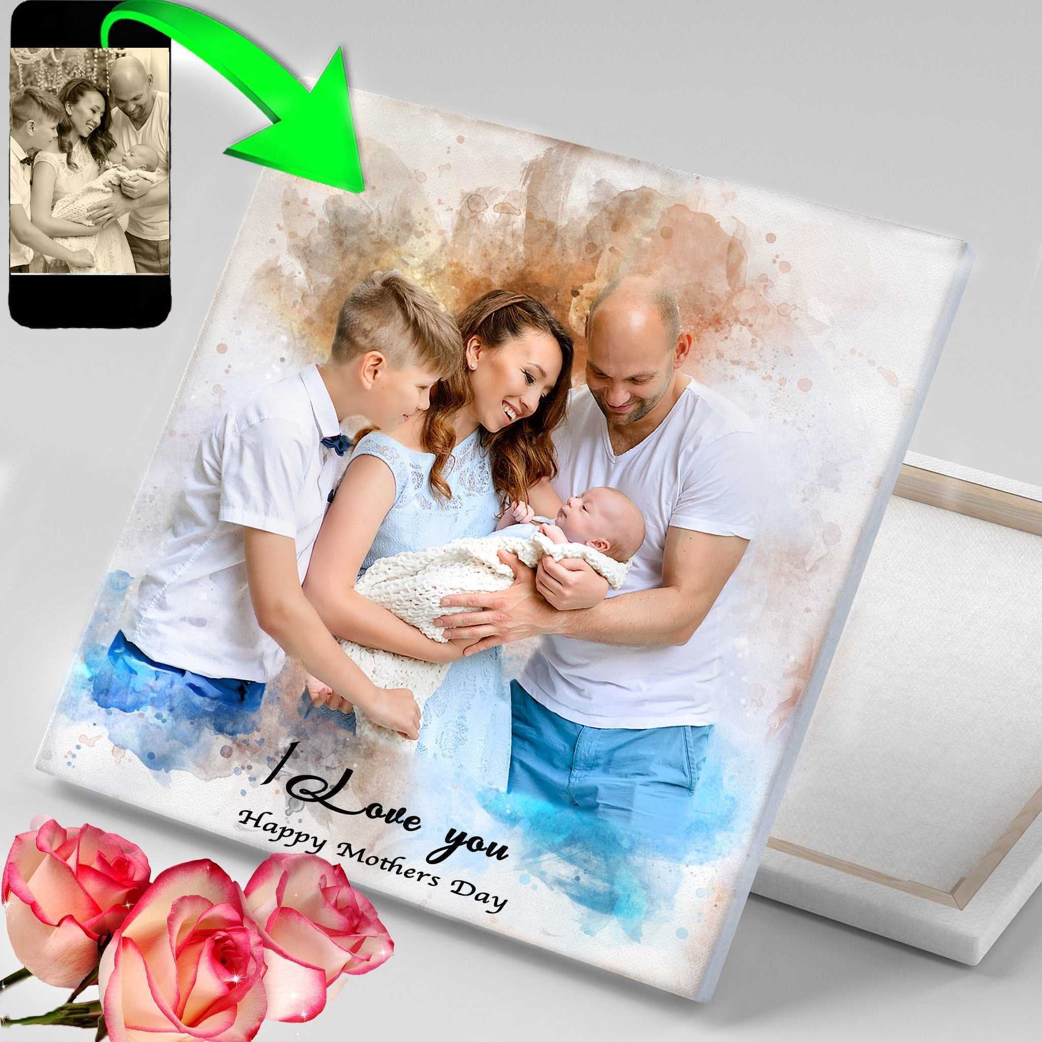Last Minute Mothers Day Gifts | Personalized Canvas Portraits | 2-3 Business Days EXPRESS Delivery | Custom Gifts - FromPicToArt