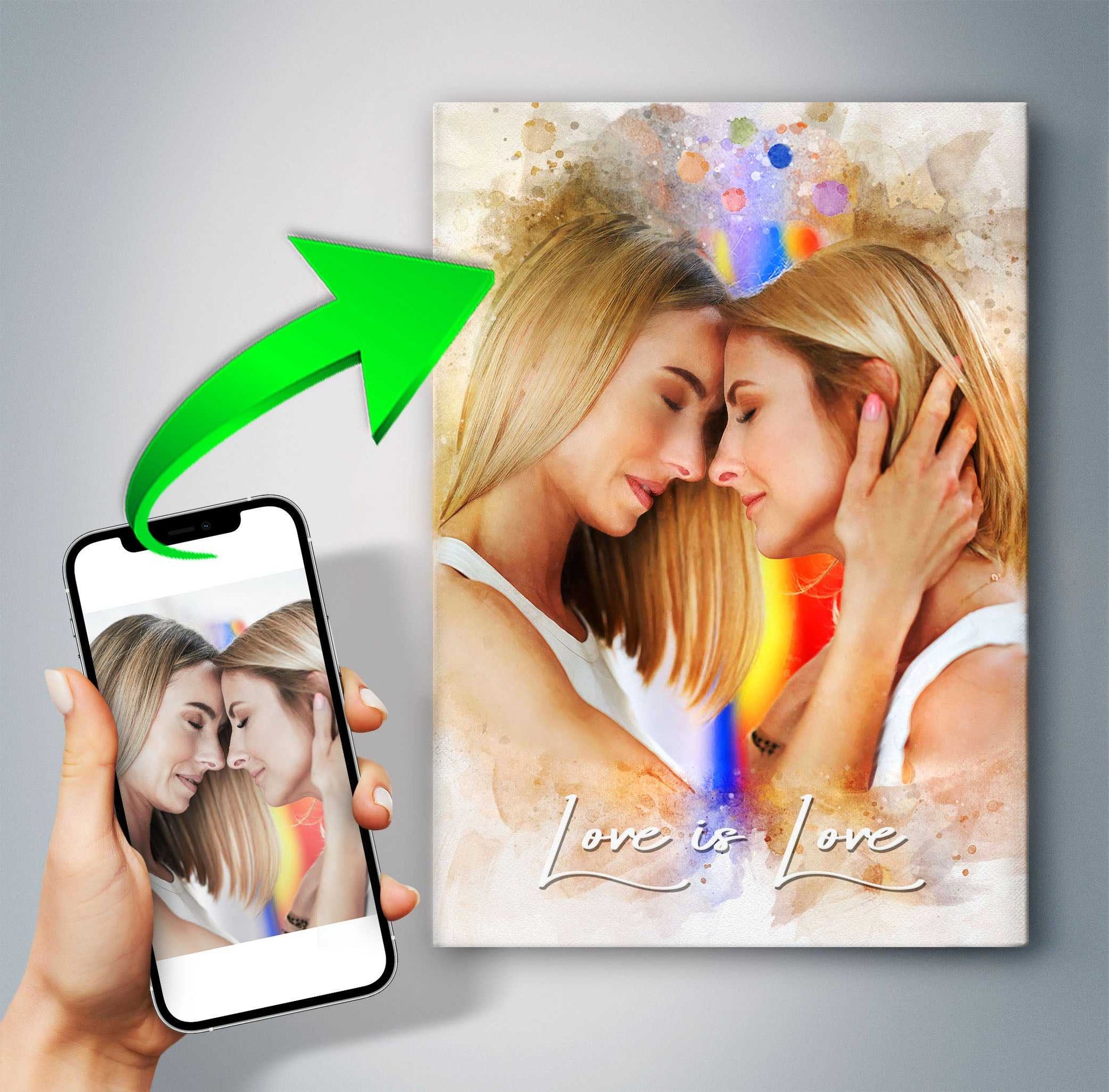 🌈 Lesbian Gift | Lesbian Wedding Gifts | Gifts for LGBTQ Community | Love is Love♥️ - FromPicToArt