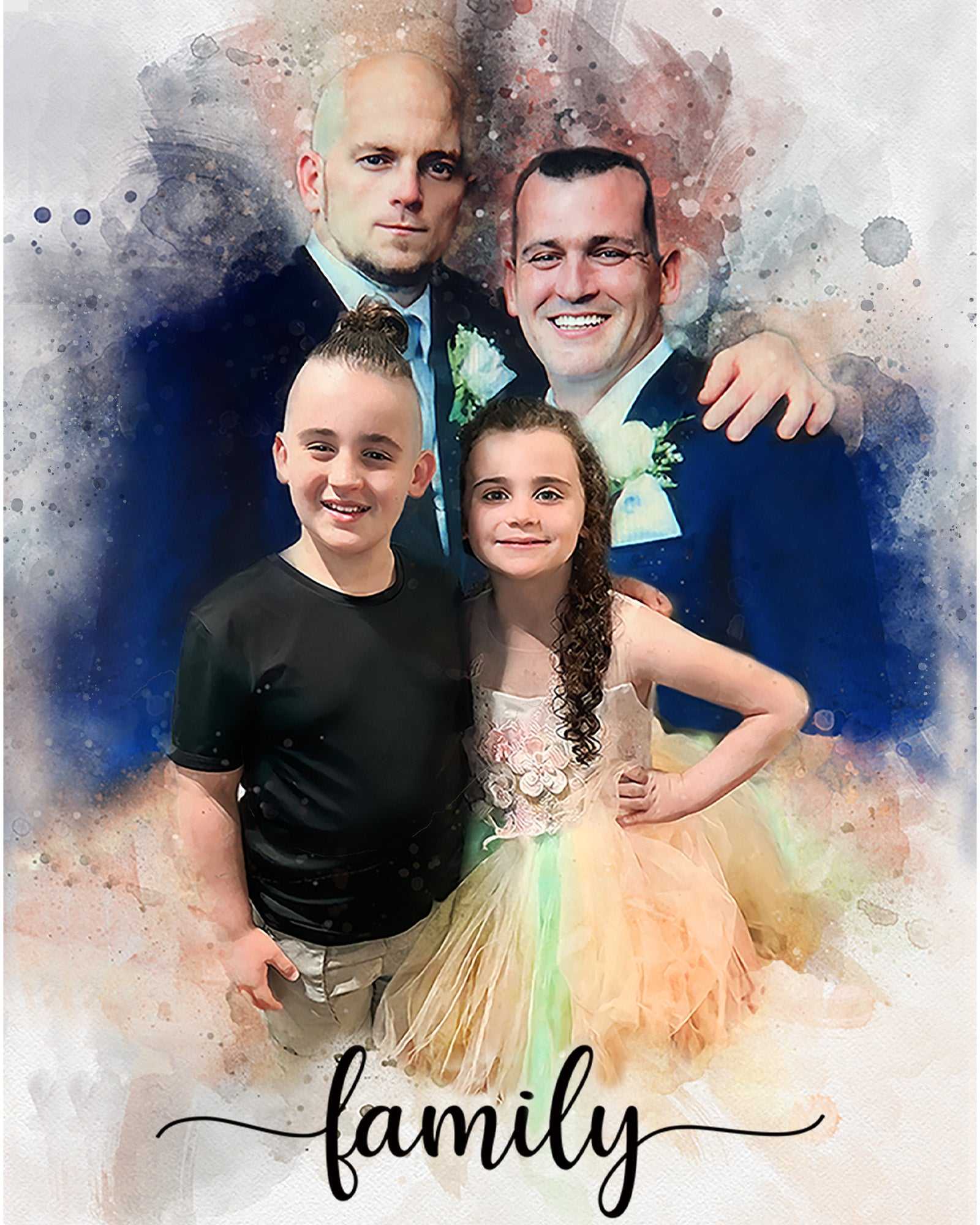 ♥️ Love is Love Gifts for LGBTQ Community 🌈 Gifts for Gay Guys | Rainbow Wedding Portrait | - FromPicToArt