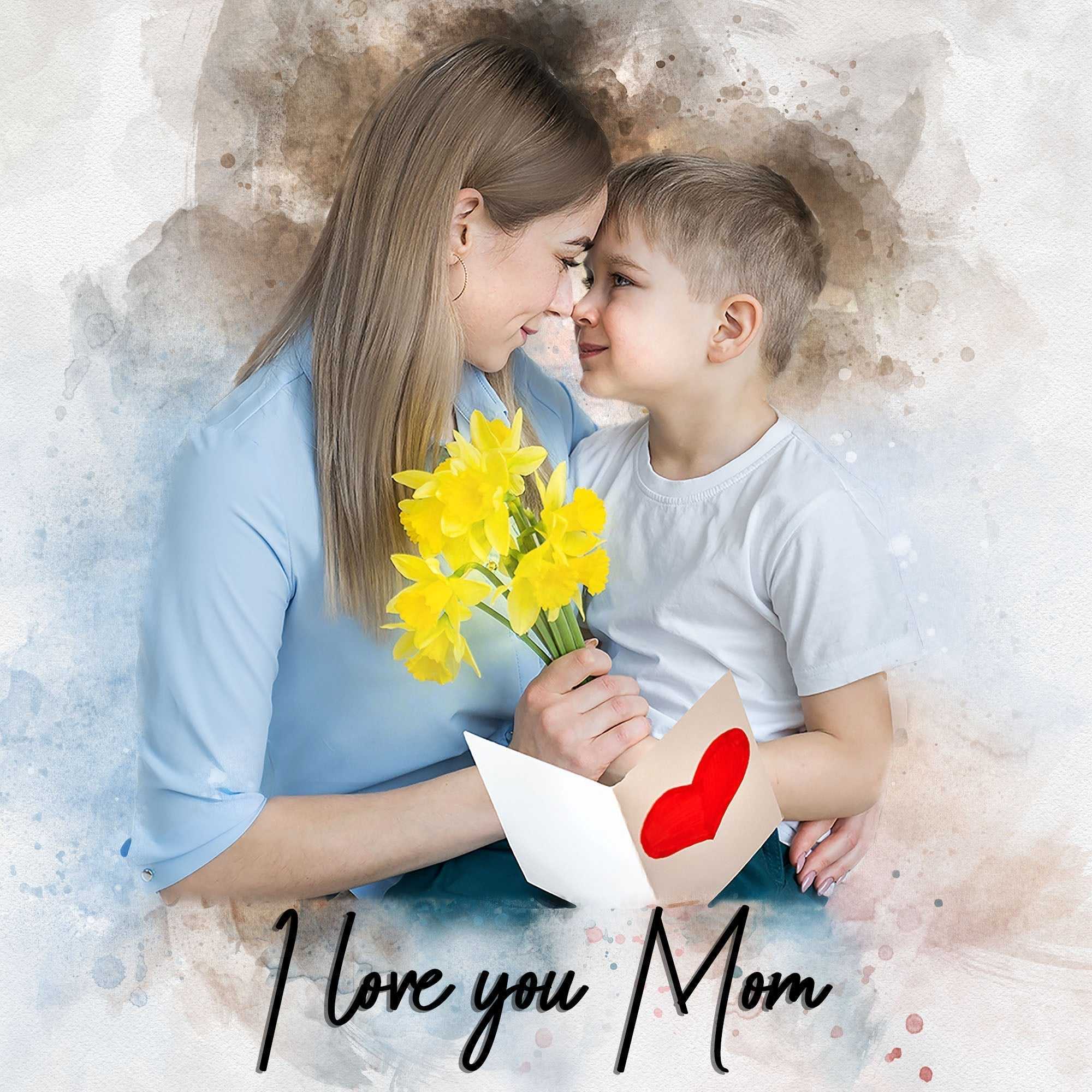 Moms Mother Day Gifts | Custom Portrait Painting from Photo | Gift for Mother's Day - FromPicToArt