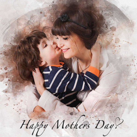 Mothers Day Gift from Husband | Custom Portrait Painting from Photo | Gift for Mother's Day - FromPicToArt