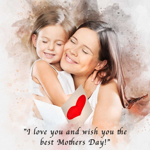 Mothers Day Gift from Son | Custom Portrait Painting from Photo | Gift for Mother's Day - FromPicToArt