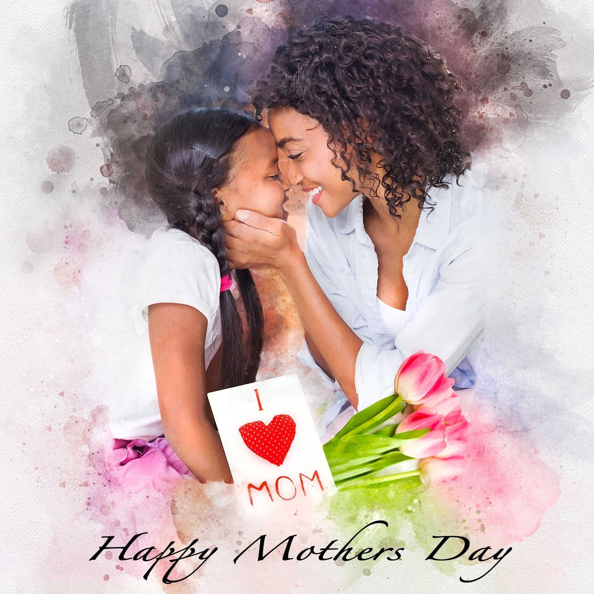 Mothers Day Gift from Son | Custom Portrait Painting from Photo | Gift for Mother's Day - FromPicToArt