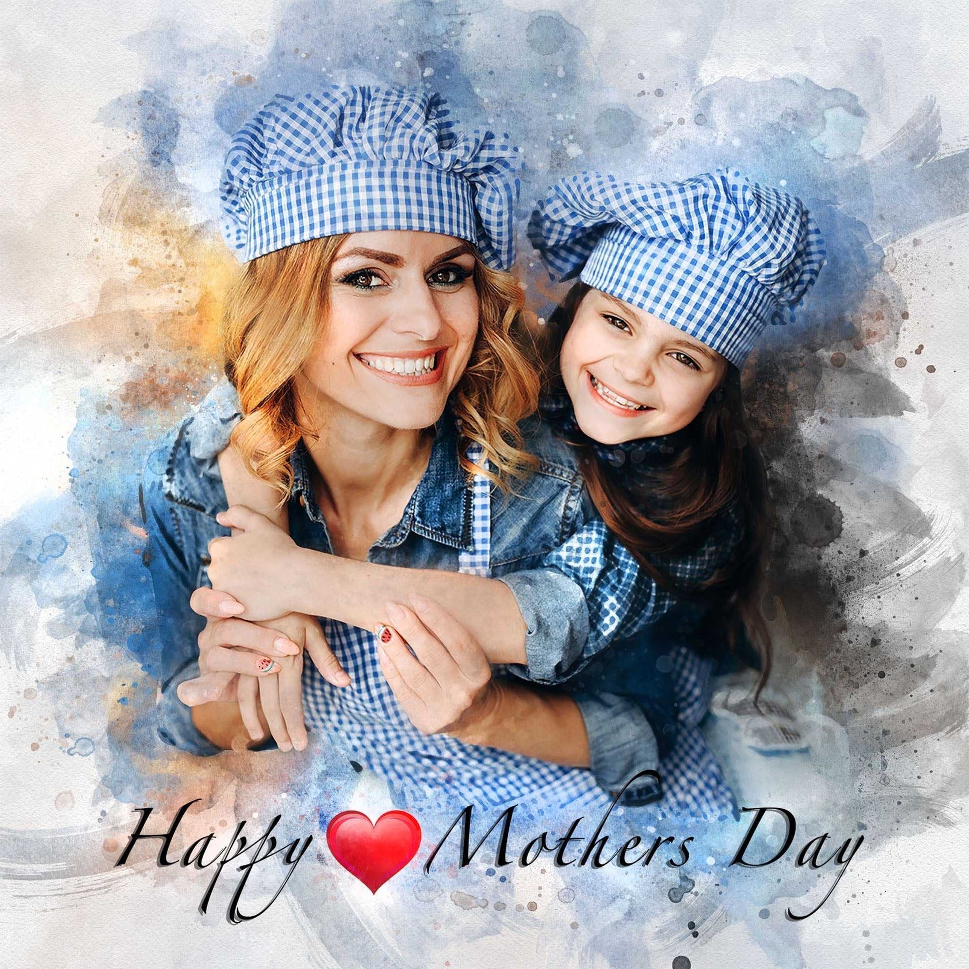 Mothers Day Gift Ideas | Custom Portrait Painting from Photo | Unique Gift for Mother's Day - FromPicToArt